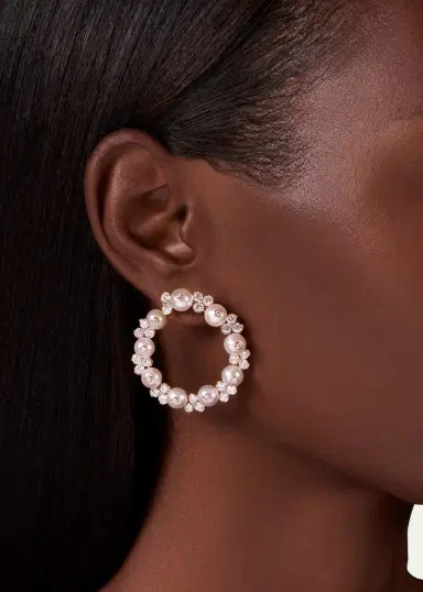 Reza Nature 18K Rose Gold White Diamond and Pearl Farandola Earrings | Thumbnail 2 Reza Nature 18K Rose Gold White Diamond and Pearl Farandola Earrings | Thumbnail 2