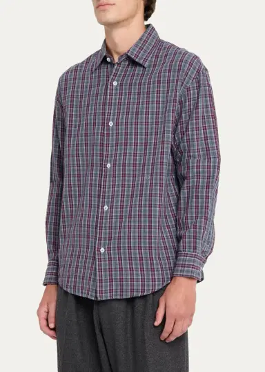 Massimo Alba Men's Plaid Cotton Button-Front Shirt | Thumbnail 4
