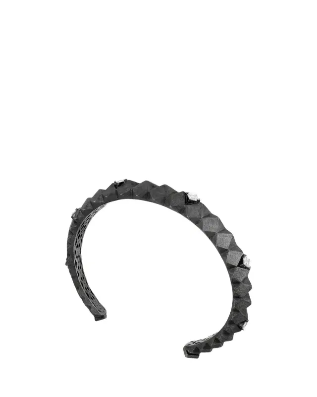 Reza Facette Blackened 18K White Gold Diamond and Sapphire Cuff Bracelet
