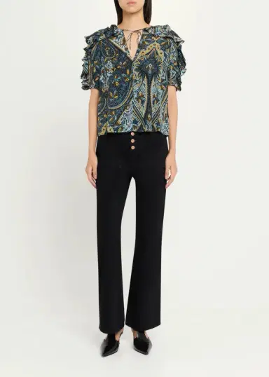 Ulla Johnson Josephine Paisley Flutter-Sleeve Blouse | Thumbnail 2 Ulla Johnson Josephine Paisley Flutter-Sleeve Blouse | Thumbnail 2