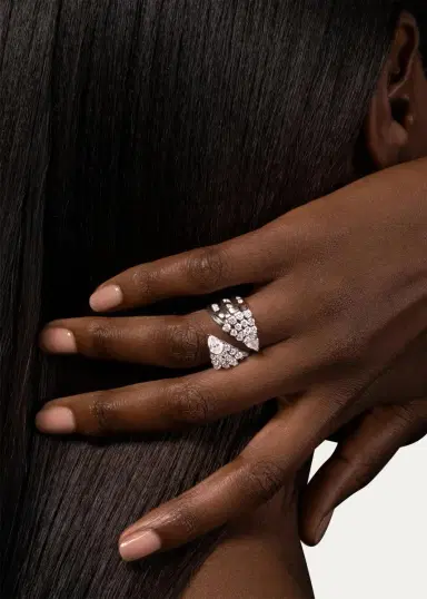Reza Dune 18K White Gold Diamond Eventail Ring | Thumbnail 2
