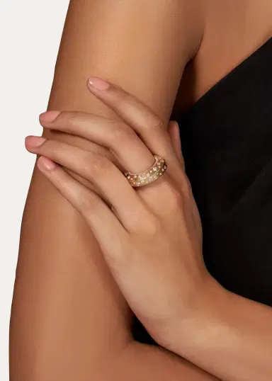 Reza Tour 18K Yellow Gold Diamond Ecrou Satin Ring | Thumbnail 2