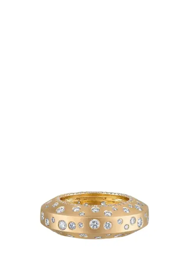 Reza Tour 18K Yellow Gold Diamond Ecrou Satin Ring