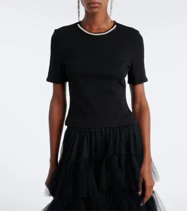 Simone Rocha Embellished pointelle-knit cotton top | Thumbnail 3 Simone Rocha Embellished pointelle-knit cotton top | Thumbnail 3