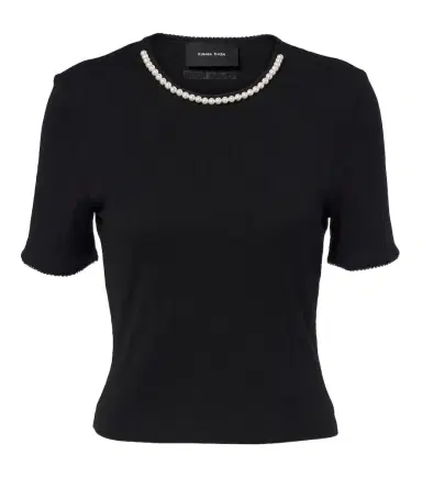 Simone Rocha Embellished pointelle-knit cotton top | Thumbnail 1 Simone Rocha Embellished pointelle-knit cotton top | Thumbnail 1