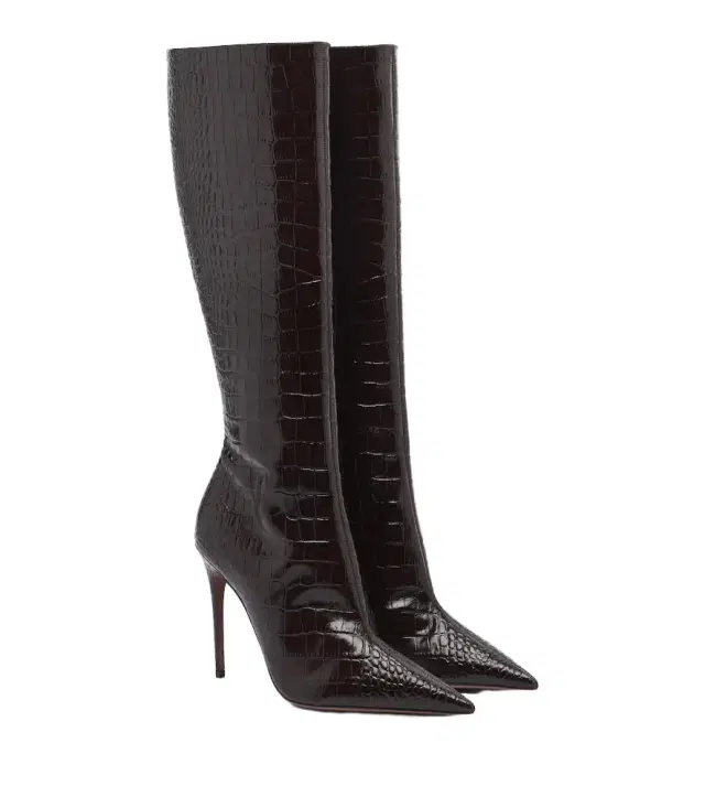 Paris Texas Vera croc-effect leather knee-high boots
