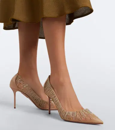 Aquazzura Soft Sky embellished tulle and satin pumps | Thumbnail 5 Aquazzura Soft Sky embellished tulle and satin pumps | Thumbnail 5