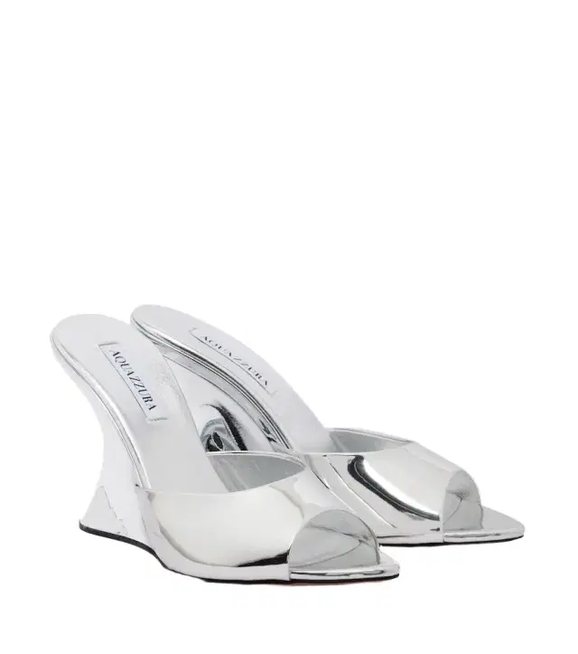 Aquazzura Bisous mirrored leather wedge mules