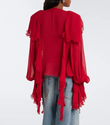 BLUMARINE Ruffled crêpe blouse | Thumbnail 2 BLUMARINE Ruffled crêpe blouse | Thumbnail 2