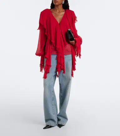 BLUMARINE Ruffled crêpe blouse | Thumbnail 3 BLUMARINE Ruffled crêpe blouse | Thumbnail 3