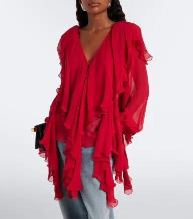 BLUMARINE Ruffled crêpe blouse | Thumbnail 4 BLUMARINE Ruffled crêpe blouse | Thumbnail 4