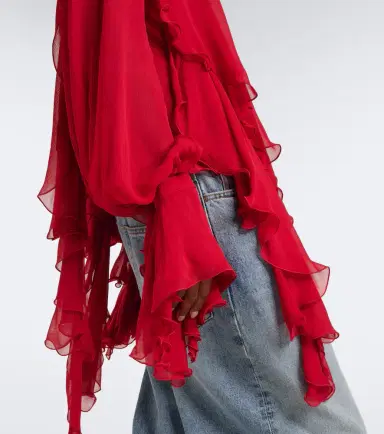 BLUMARINE Ruffled crêpe blouse | Thumbnail 6 BLUMARINE Ruffled crêpe blouse | Thumbnail 6