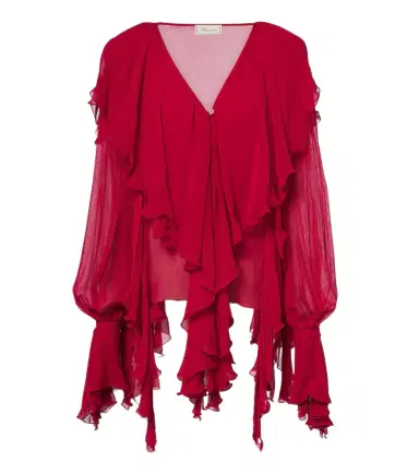 BLUMARINE Ruffled crêpe blouse | Thumbnail 1 BLUMARINE Ruffled crêpe blouse | Thumbnail 1