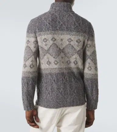 Brunello Cucinelli Fair Isle wool, silk, and cashmere cardigan | Thumbnail 2