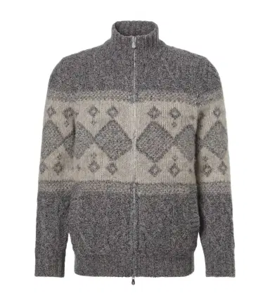 Brunello Cucinelli Fair Isle wool, silk, and cashmere cardigan | Thumbnail 1