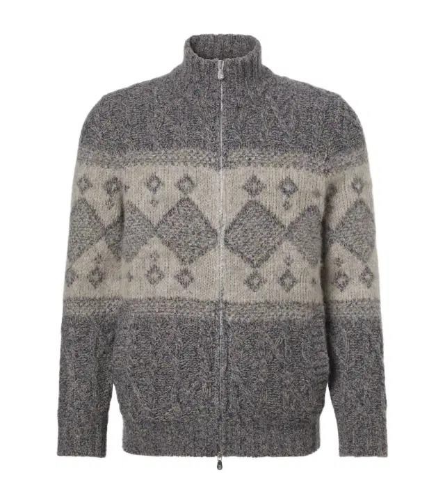 Brunello Cucinelli Fair Isle wool, silk, and cashmere cardigan