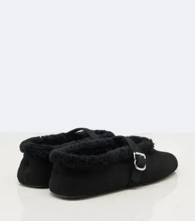 Alaïa Alaïa Shearling-trimmed suede Mary Jane flats | Thumbnail 3 Alaïa Alaïa Shearling-trimmed suede Mary Jane flats | Thumbnail 3