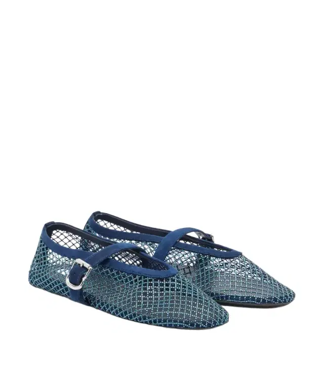 Alaïa Alaïa Embellished suede-trimmed Mary Jane flats