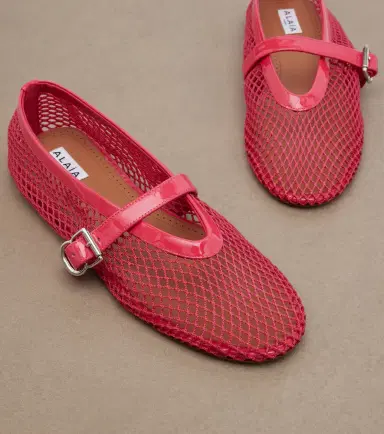 Alaïa Alaïa Leather-trimmed fishnet Mary Jane flats | Thumbnail 3 Alaïa Alaïa Leather-trimmed fishnet Mary Jane flats | Thumbnail 3