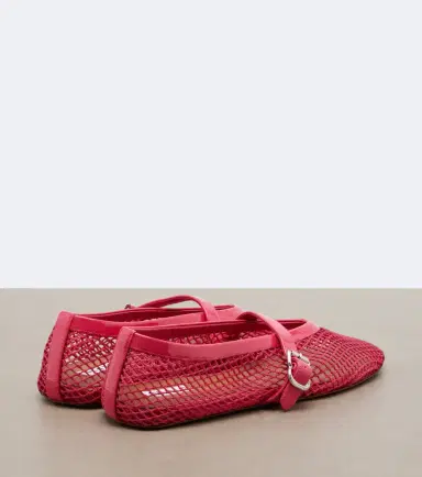 Alaïa Alaïa Leather-trimmed fishnet Mary Jane flats | Thumbnail 4 Alaïa Alaïa Leather-trimmed fishnet Mary Jane flats | Thumbnail 4