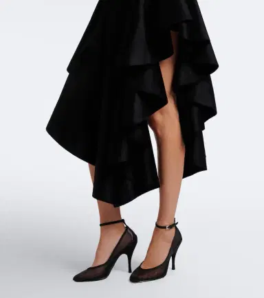 Alaïa Alaïa Asymmetric ruffled velvet midi dress | Thumbnail 3