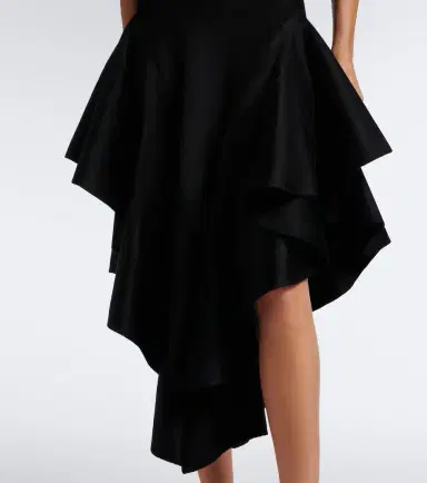 Alaïa Alaïa Asymmetric ruffled velvet midi dress | Thumbnail 4