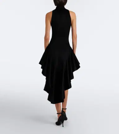 Alaïa Alaïa Asymmetric ruffled velvet midi dress | Thumbnail 5
