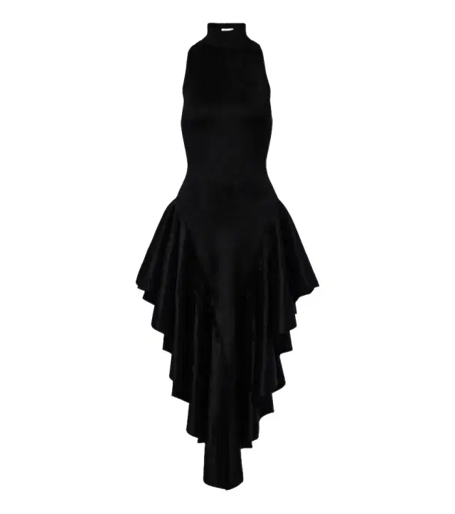 Alaïa Alaïa Asymmetric ruffled velvet midi dress