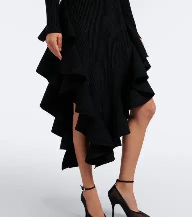 Alaïa Alaïa Ruffled wool-blend midi dress | Thumbnail 5