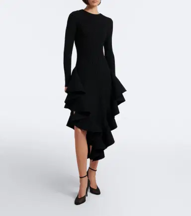 Alaïa Alaïa Ruffled wool-blend midi dress | Thumbnail 6