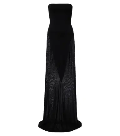 Alaïa Alaïa Strapless jersey and mesh maxi dress | Thumbnail 1