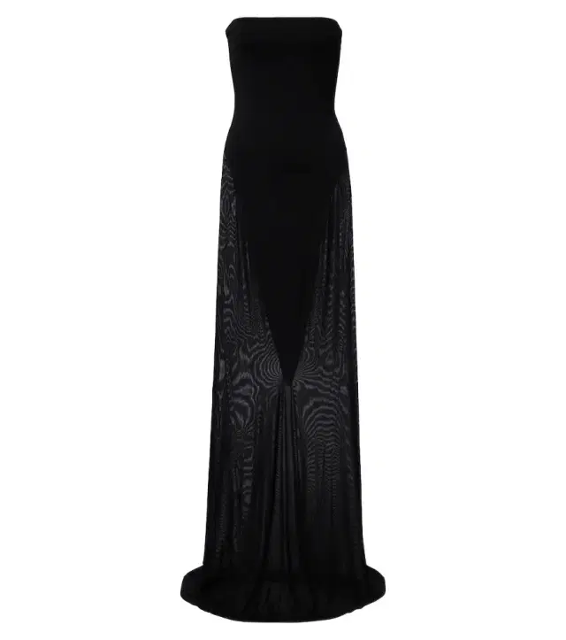 Alaïa Alaïa Strapless jersey and mesh maxi dress