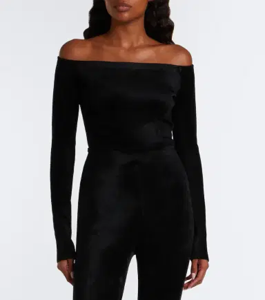 Alaïa Alaïa Off-shoulder velvet bodysuit | Thumbnail 2 Alaïa Alaïa Off-shoulder velvet bodysuit | Thumbnail 2