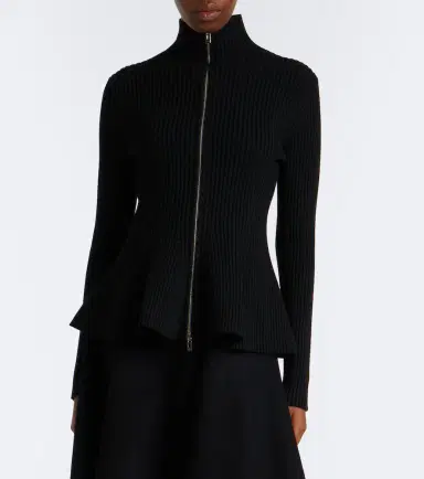 Alaïa Alaïa Peplum wool-blend zip-up cardigan | Thumbnail 2