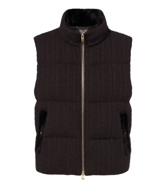 Cable-knit cashmere puffer vest
