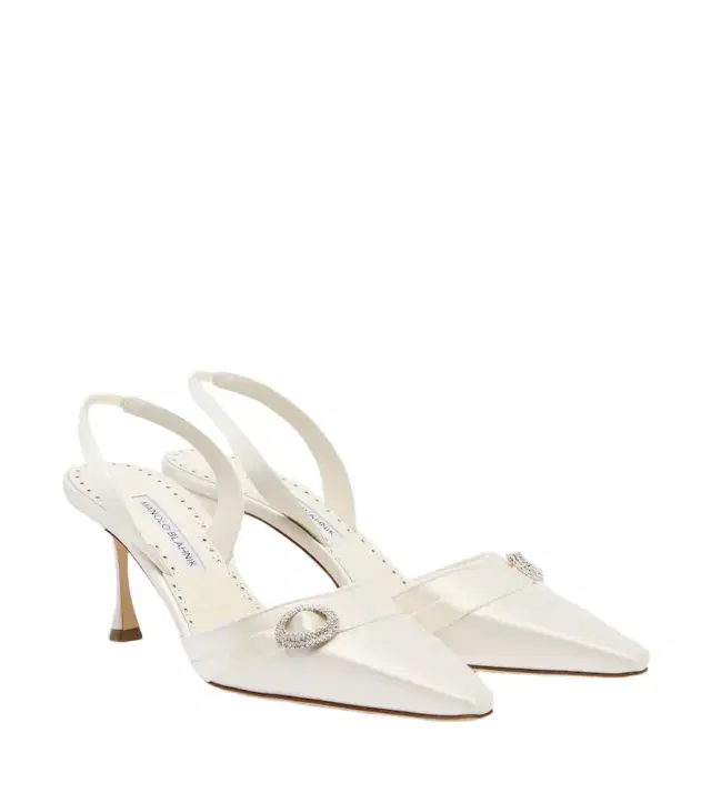 Manolo Blahnik Zutoslipla embellished satin slingback pumps