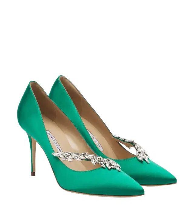Manolo Blahnik Nadira embellished satin pumps