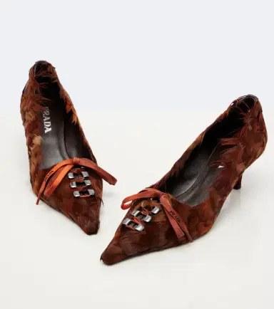 Prada Feather-trimmed satin pumps | Thumbnail 3 Prada Feather-trimmed satin pumps | Thumbnail 3