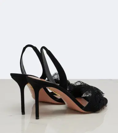 Aquazzura Lover lace-trimmed suede slingback sandals | Thumbnail 2 Aquazzura Lover lace-trimmed suede slingback sandals | Thumbnail 2