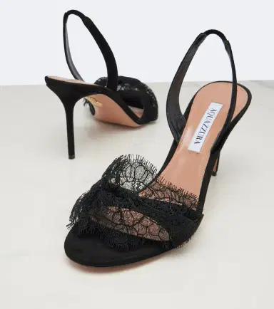 Aquazzura Lover lace-trimmed suede slingback sandals | Thumbnail 3 Aquazzura Lover lace-trimmed suede slingback sandals | Thumbnail 3