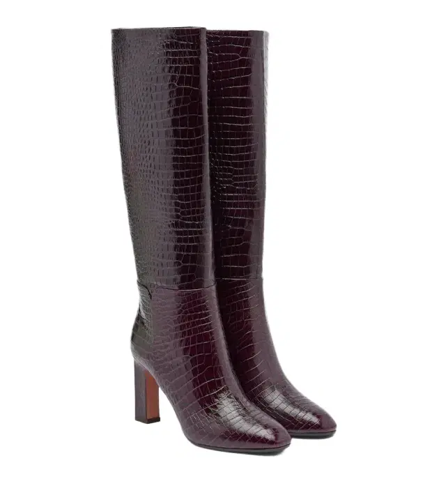 Aquazzura Sellier croc-effect leather knee-high boots