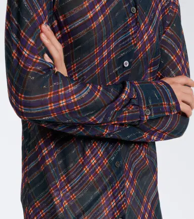 Dries Van Noten Checked lamé shirt dress | Thumbnail 3