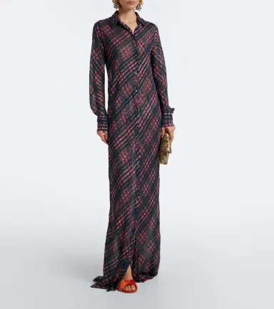 Dries Van Noten Checked lamé shirt dress | Thumbnail 5