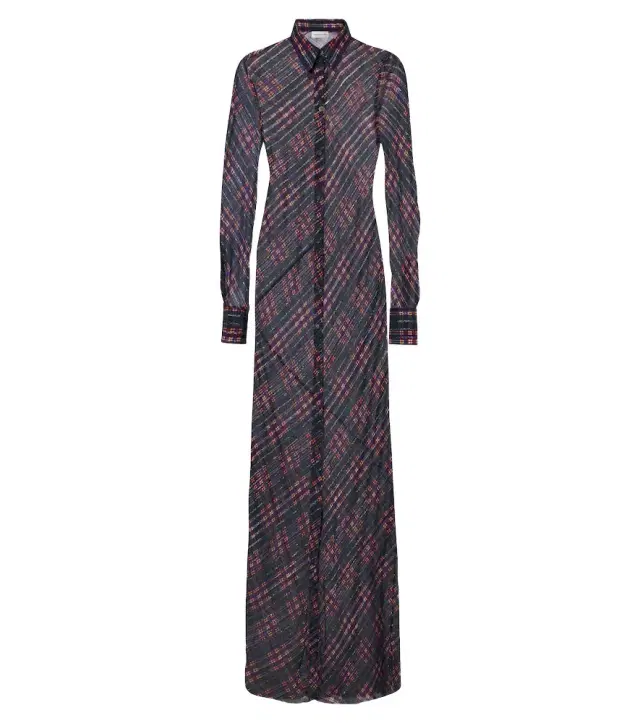 Dries Van Noten Checked lamé shirt dress