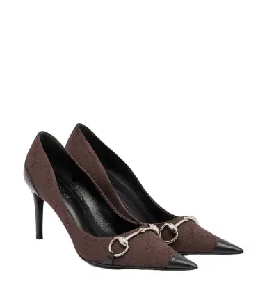 Gucci Donna GG canvas leather-trimmed pumps | Thumbnail 1 Gucci Donna GG canvas leather-trimmed pumps | Thumbnail 1
