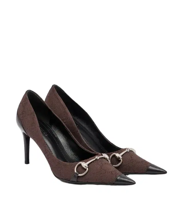 Gucci Donna GG canvas leather-trimmed pumps
