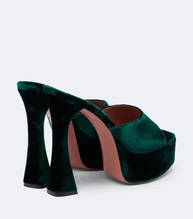 Amina Muaddi Dalida velvet platform mules | Thumbnail 4