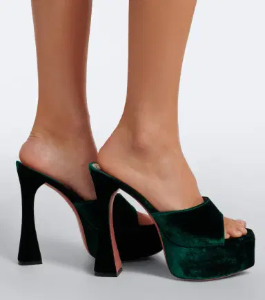 Amina Muaddi Dalida velvet platform mules | Thumbnail 5