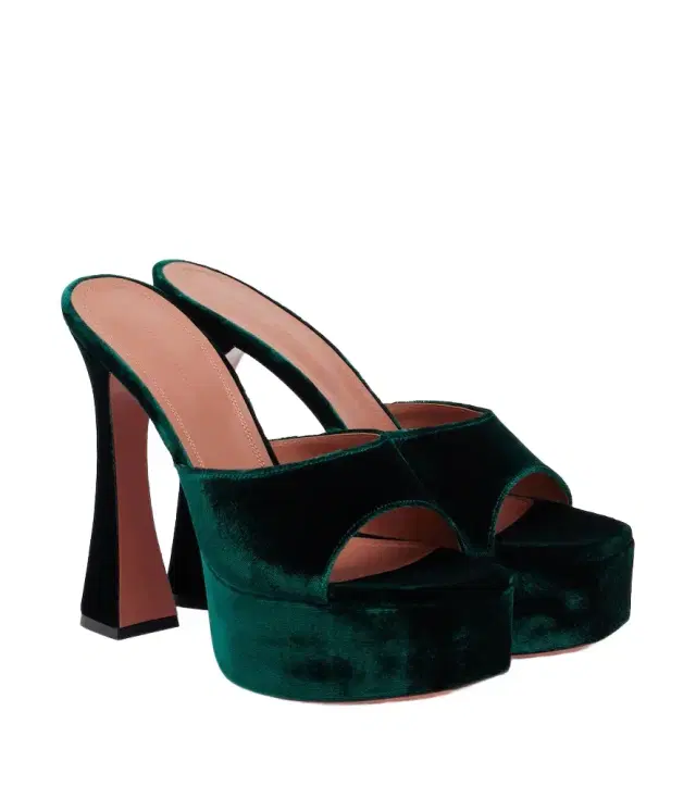 Amina Muaddi Dalida velvet platform mules