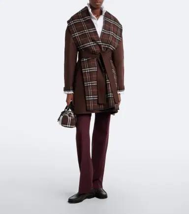 Burberry Check belted wool coat | Thumbnail 4 Burberry Check belted wool coat | Thumbnail 4